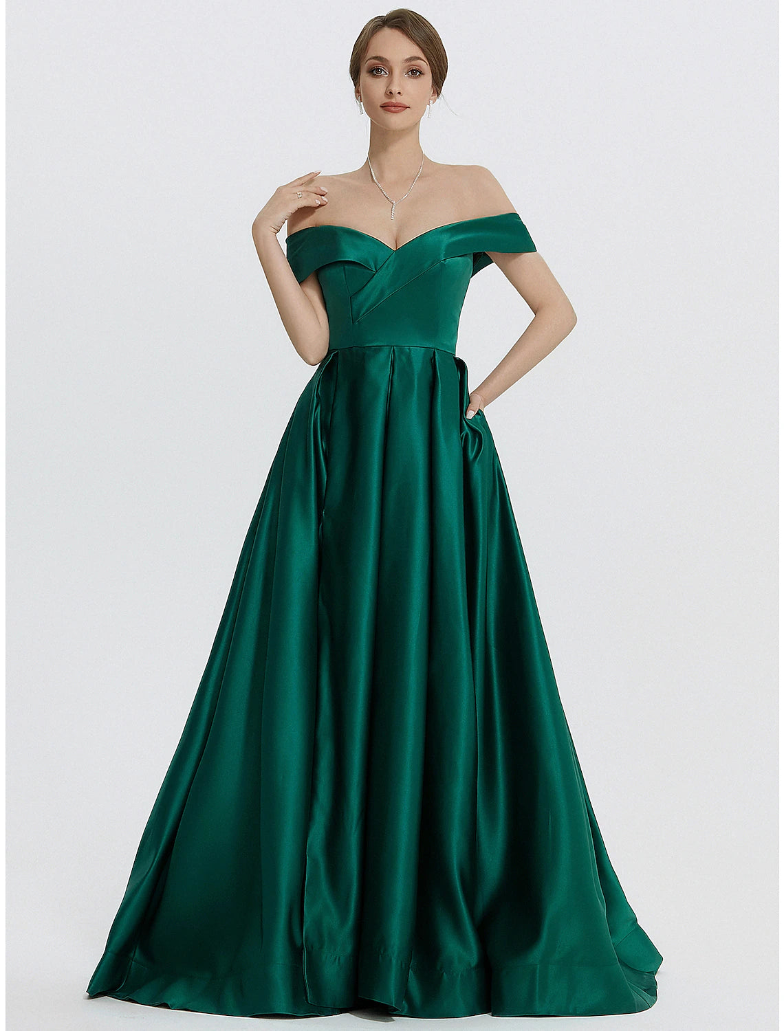 A-Linie Abendkleid Elegantes Kleid Formeller Abschlussball Bodenlang Ärmellos Herzausschnitt Satin mit Schlitz